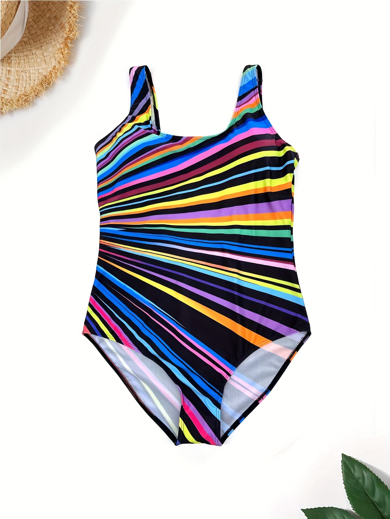 Contrast Band Swimsuit V Neck Backless Tummy - Temu United Arab Emirates