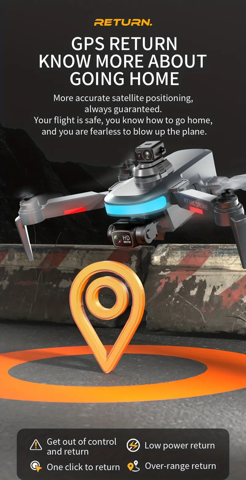 kf108 professional drone dual hd camera brushless motor gps optical flow positioning infrared laser obstacle avoidance aerial photography foldable uav quadcopter toy gift details 7