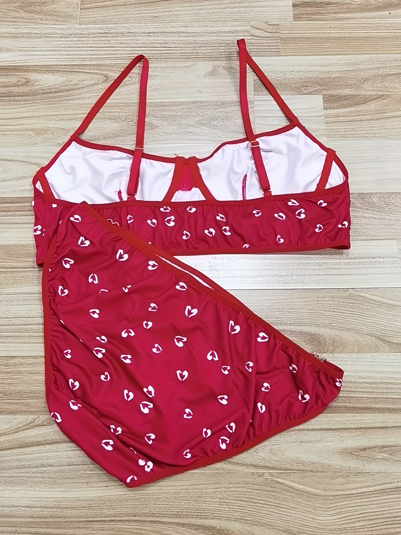 Sexy Print Red Plus Size Bra & Panty Sets (Women's)