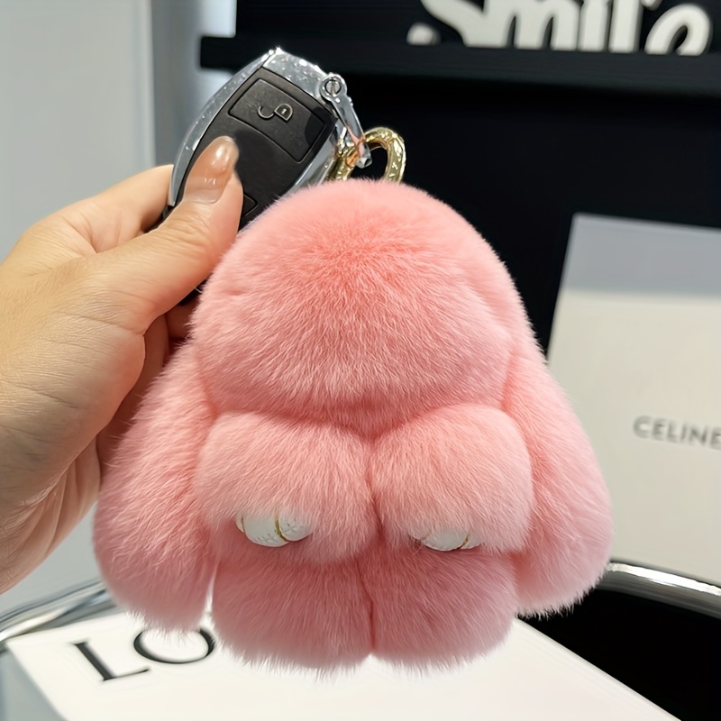 Adorable Korean Plush Pony Charm Zircon Rabbit Fur Unicorn Bag