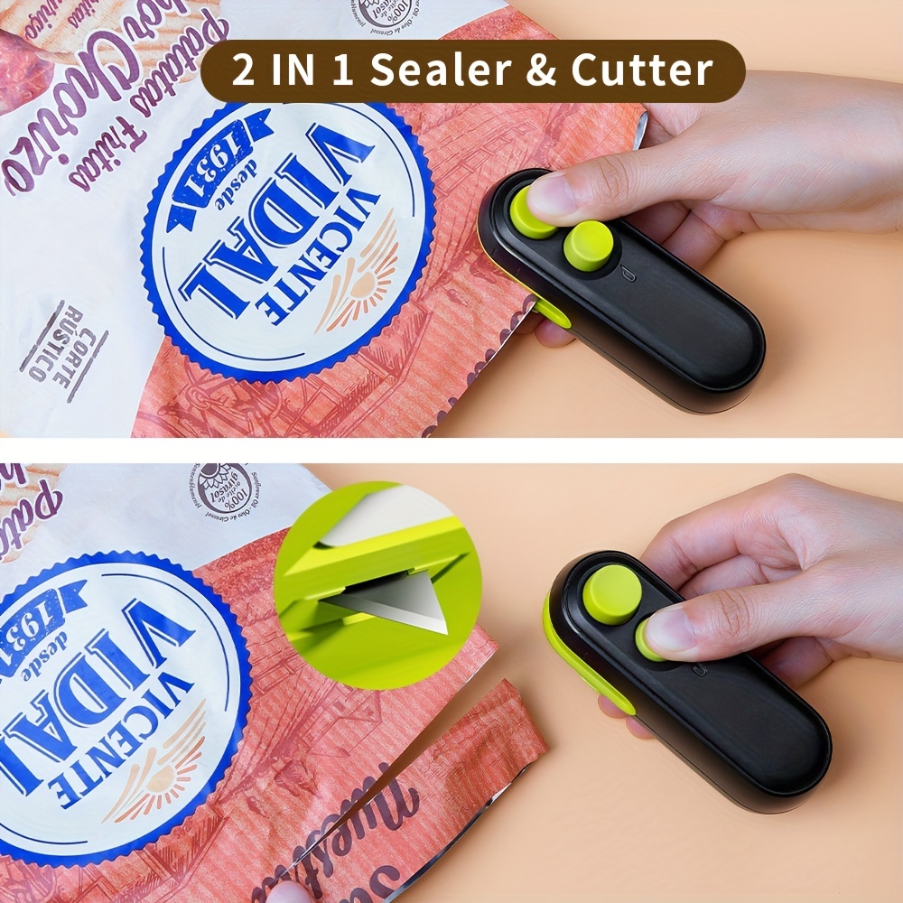2 IN 1 USB Chargable Mini Bag Sealer Heat Sealers With Cutter