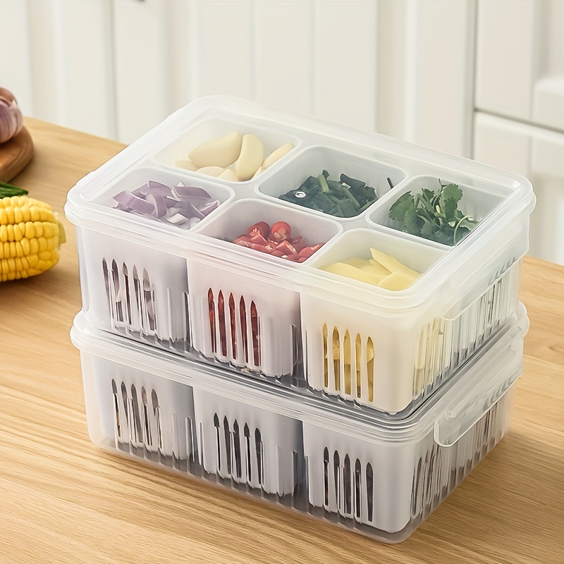 Refrigerator Storage Box With Drain Fresh Fruit Vegetable Double