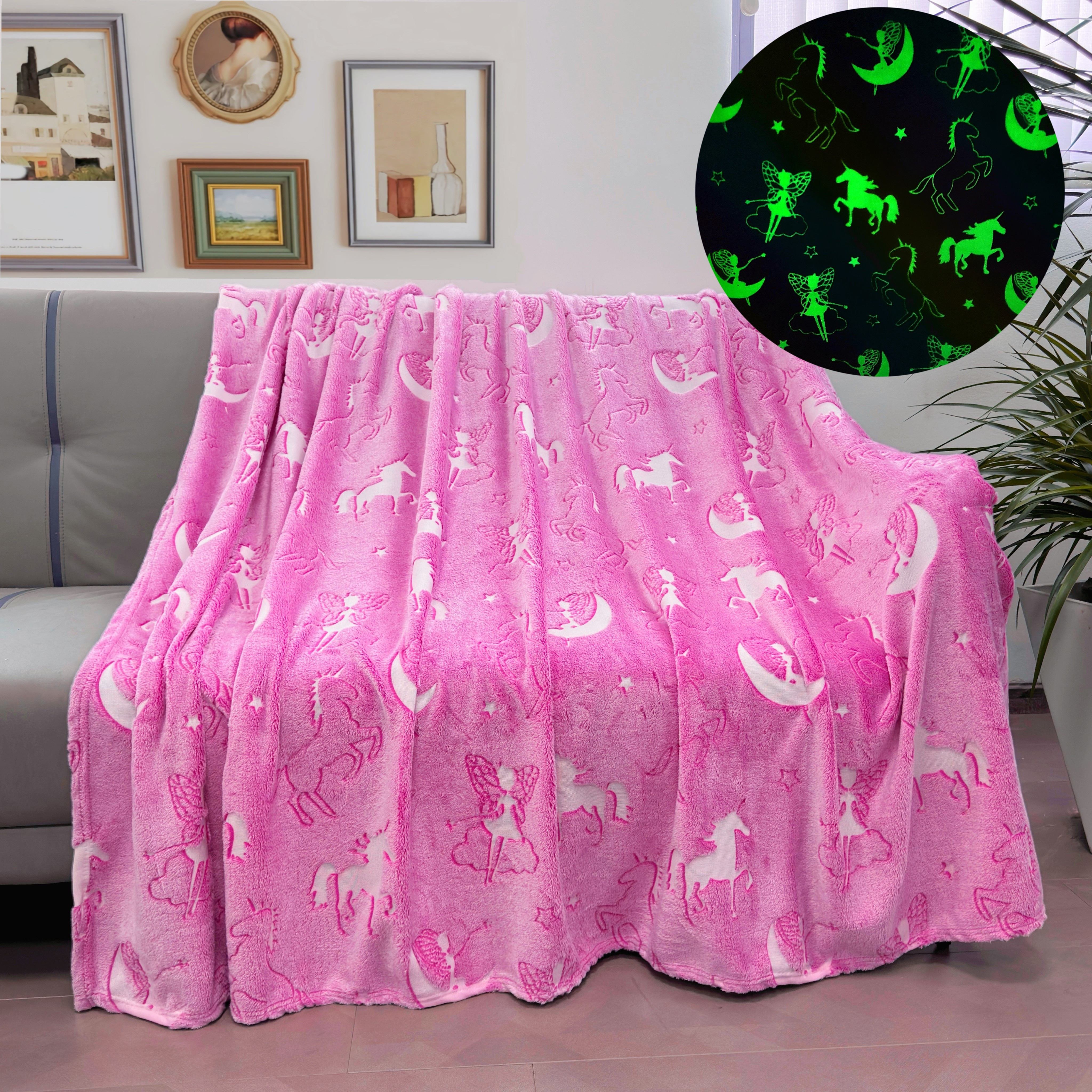 Glow In Dark Unicorn Blanket Cozy Soft Flannel Blanket Temu