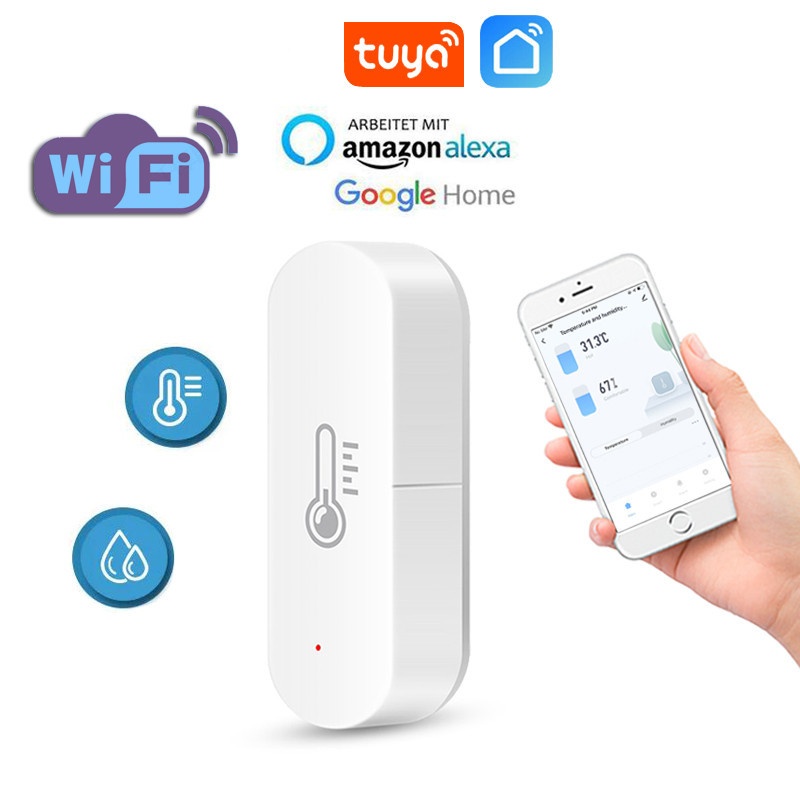IHSENO Tuya WiFi Capteur De Température Et D'humidité Moniteur Smart Life  APP Smart Home Fonctionne Avec Alexa Google Home Aucun Hub Requis