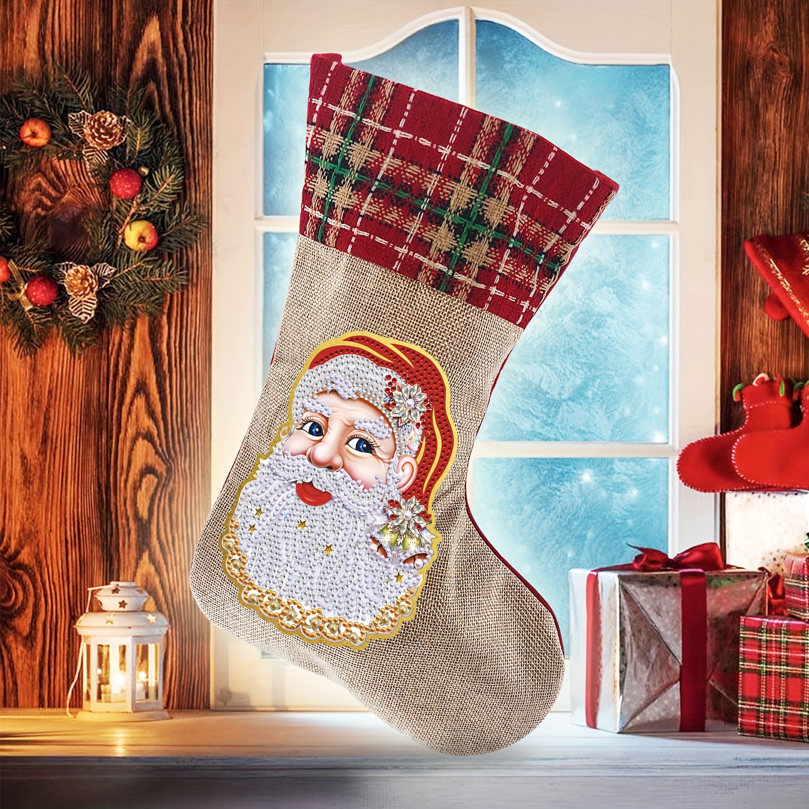 Calcetines de 30x20cm para decoración de Navidad, medias de Papá