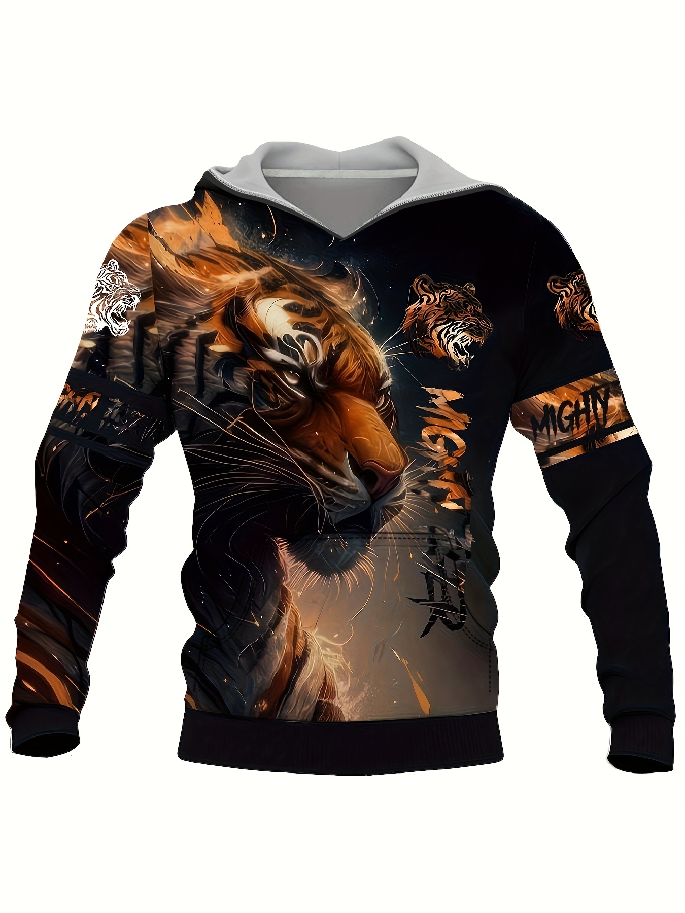 Plus Size 3d Tiger Print Hoodie Cool Hoodies Men Men's - Temu