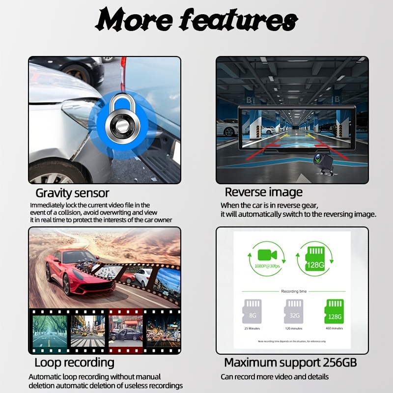 10インチタッチスクリーンカーポータブルワイヤレスカープレイディスプレイandroid Auto Airplay Ai音声制御2k+1080録画 ワイヤレスプロジェクションbt/wifi/fm 自動車 Temu Japan
