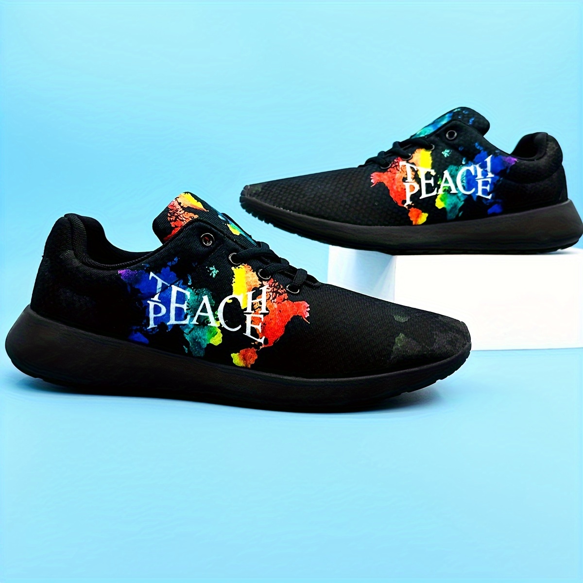 Mens Slip On Blade Sneakers With Shoelaces Odor Resistant Athletic Shoes  Sparkling Rainbow Color Shoes, Shop On Temu And start Saving