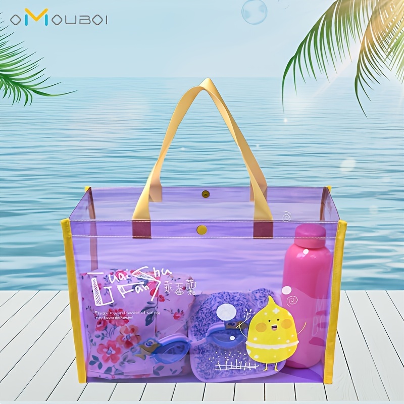 Clear Tote Bag For Women Mesh Design Pvc Handbag Fashion - Temu