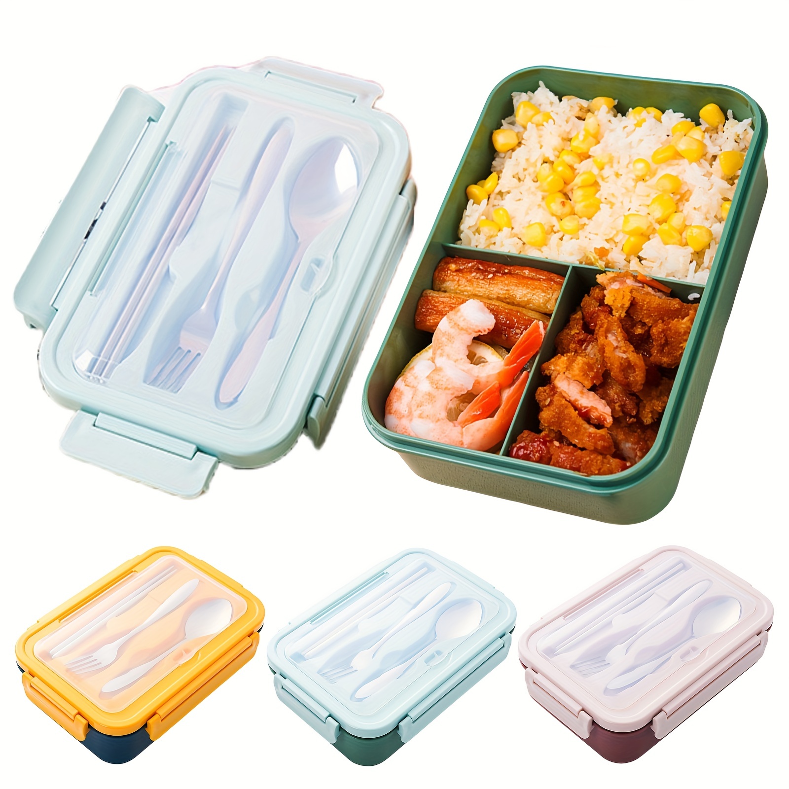 Lunch Box Plastic Bento Box 3 Compartments Food Container - Temu