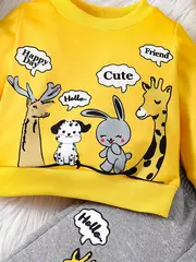 2pcs babys cartoon zoo animals print long sleeve set sweatshirt pants baby boys clothing as gift details 7
