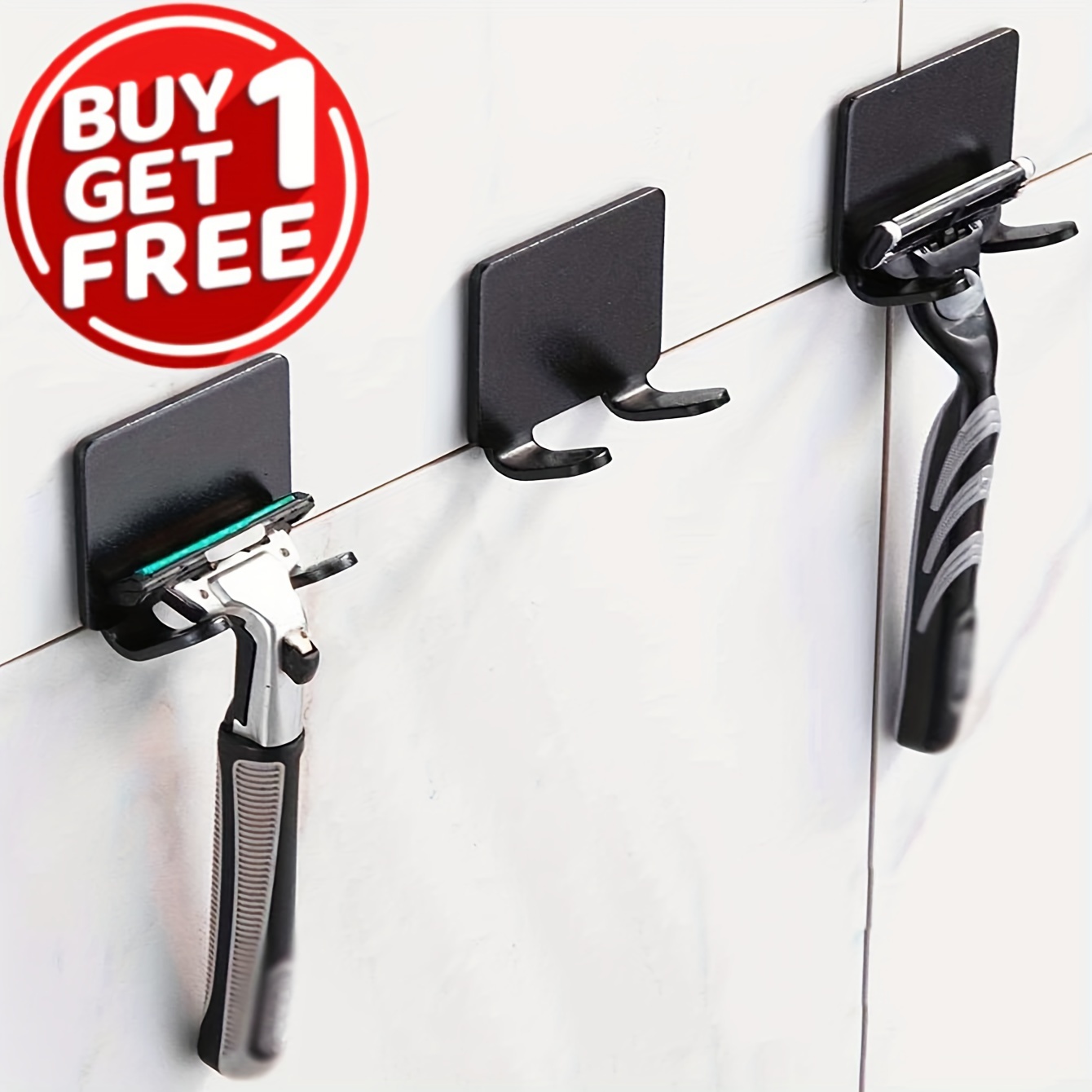 Punch Free Razor Holder Hook Wall Shaving Shaver Bathroom Razor