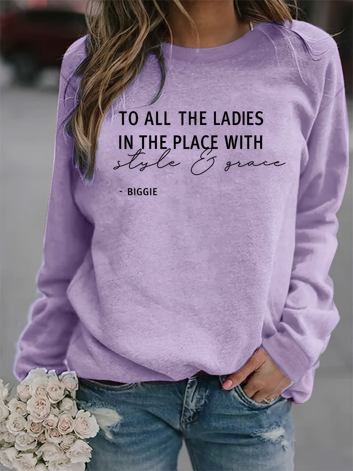 Printed sweatshirt - Light purple - Ladies