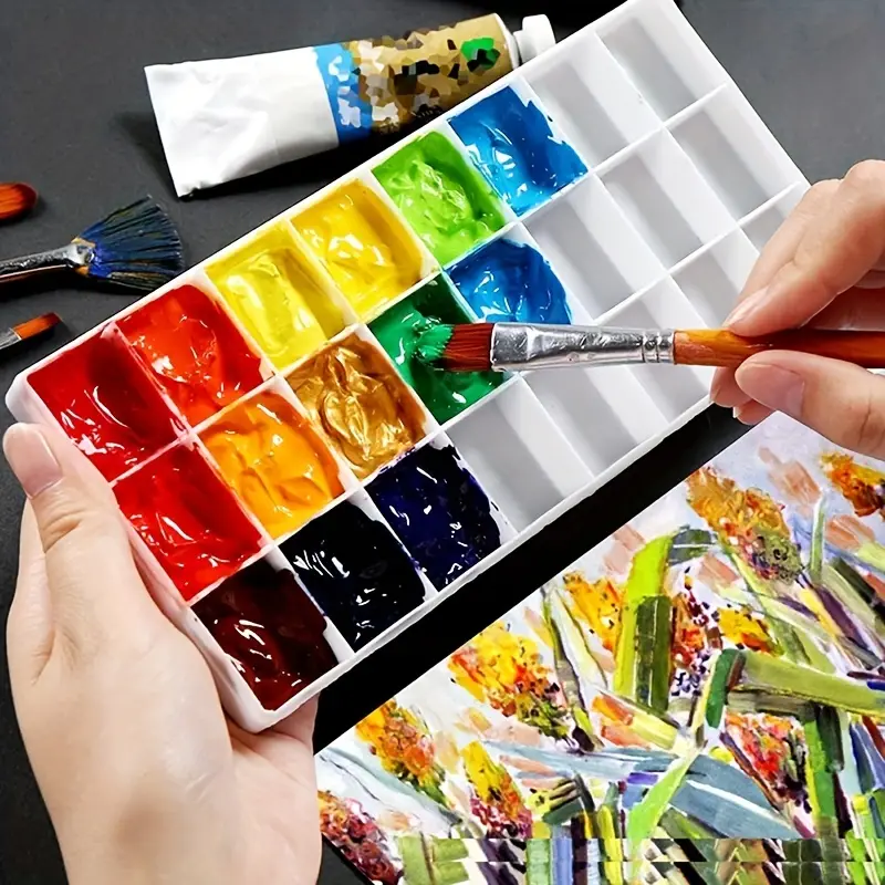 Watercolor Palette Paint Pallet with Lid Watercolor Paint Storage Box Gouache Mixing Palette Paint Palette for Acrylic & Oil Paints Supplies, Size