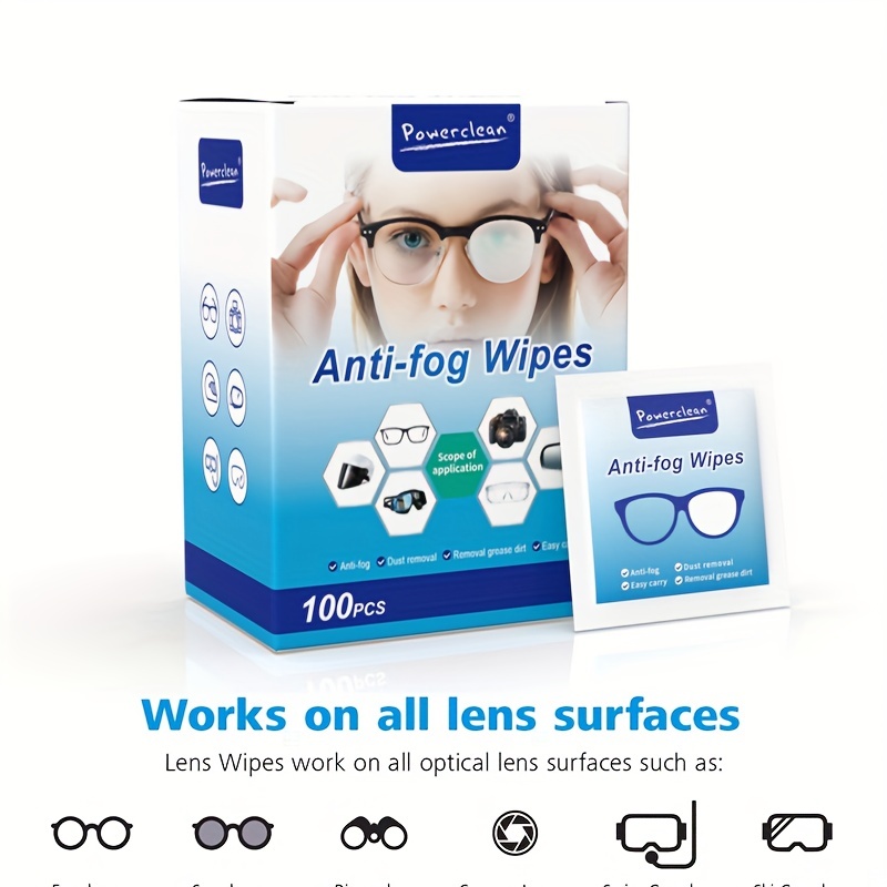 100 piezas/caja Gafas limpieza Toallitas húmedas desechable anti niebla  polvo Removedor limpieza Lentes Gafas de sol, Moda de Mujer