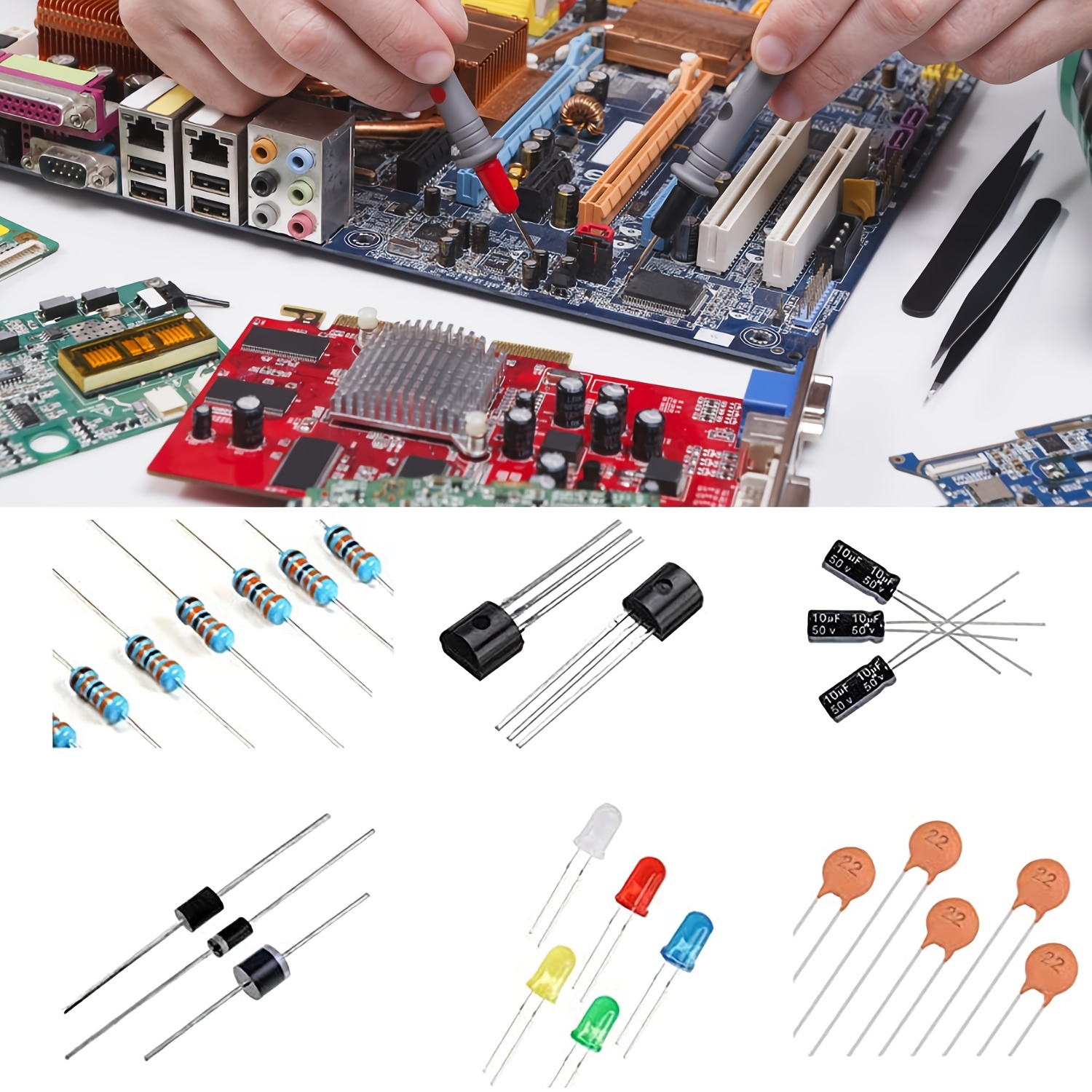 Componentes electrónicos: condensadores, resistencias, diodos, microchips y  inductores – Soloelectronicos kids