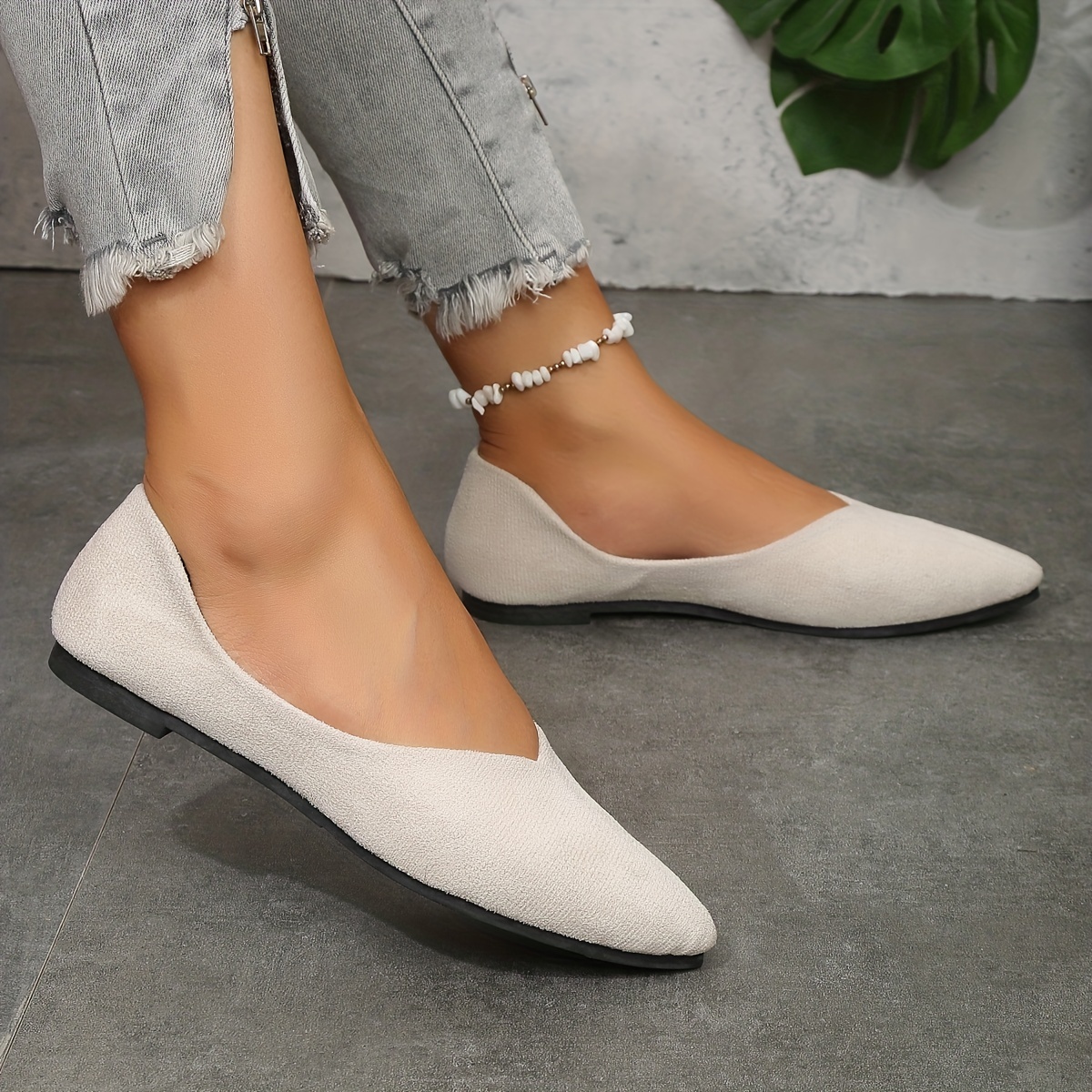 Women's Solid Color Flat Shoes, Elegant Point Toe Work Shoes, Women's  Lightweight Slip On Shoes - Temu