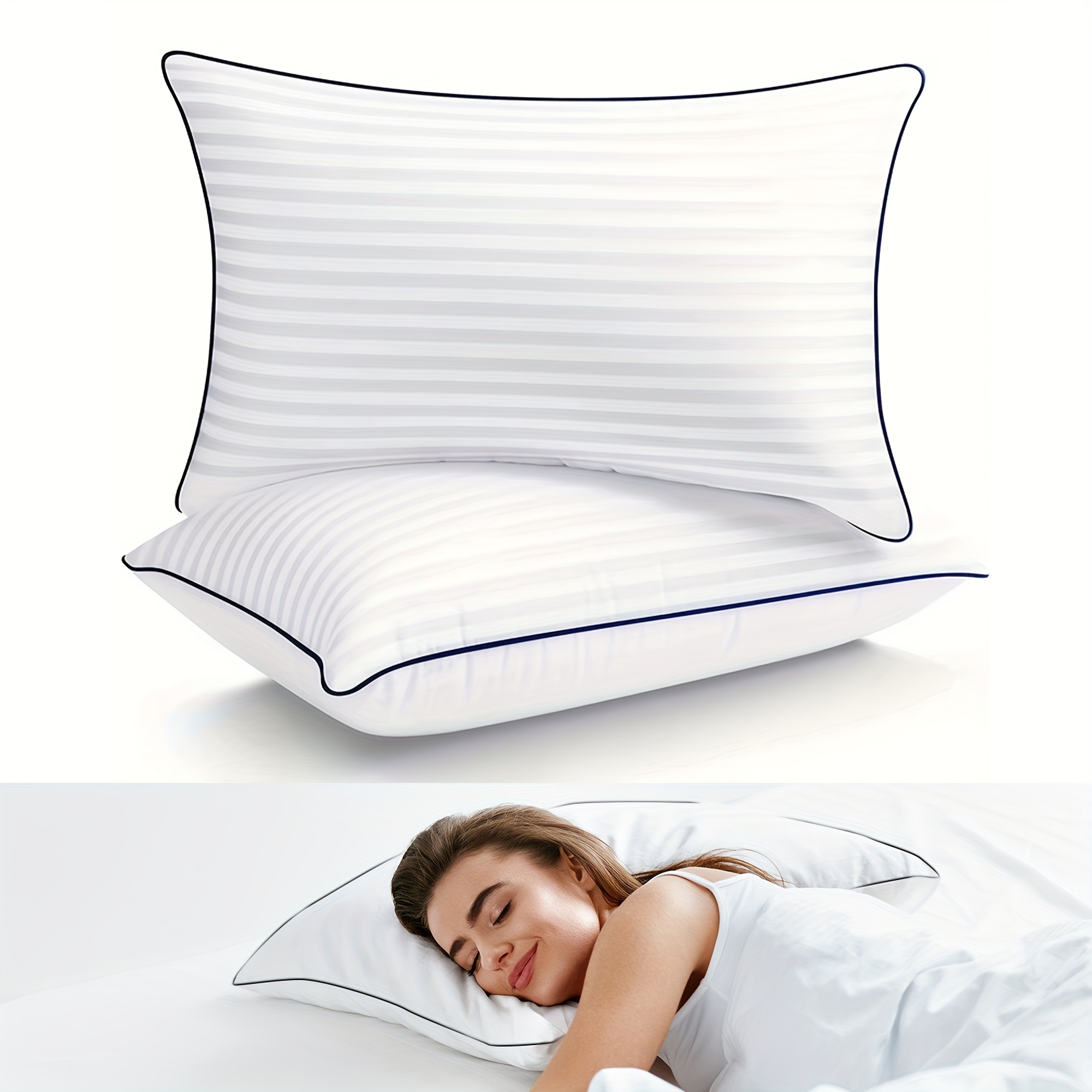 Beckham Hotel Collection Bed Pillows Standard / Queen Size Set of 2 - Down  Alternative Bedding Gel Cooling Pillow for Back Stomach or Side Sleepers 