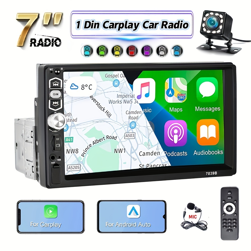 2 Din Car Radio With Camera Touch Screen Hd Support Mirror - Temu