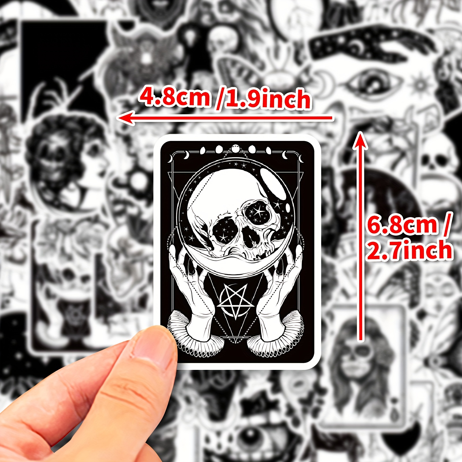 50PCS Goth Stickers Pack Scrapbooking Skull Stickers Black and