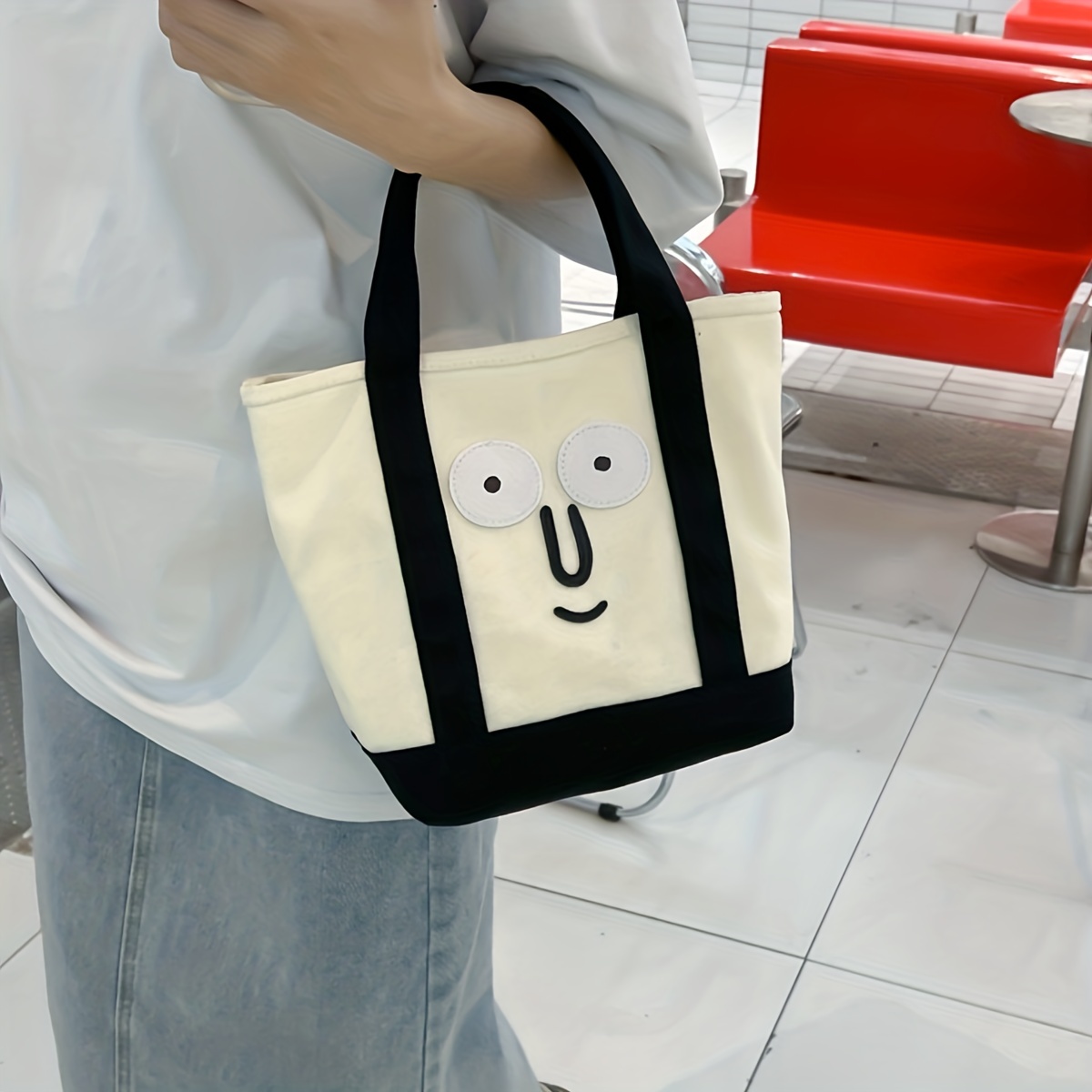 Funny Face Printed Large Capacity Tote Bag