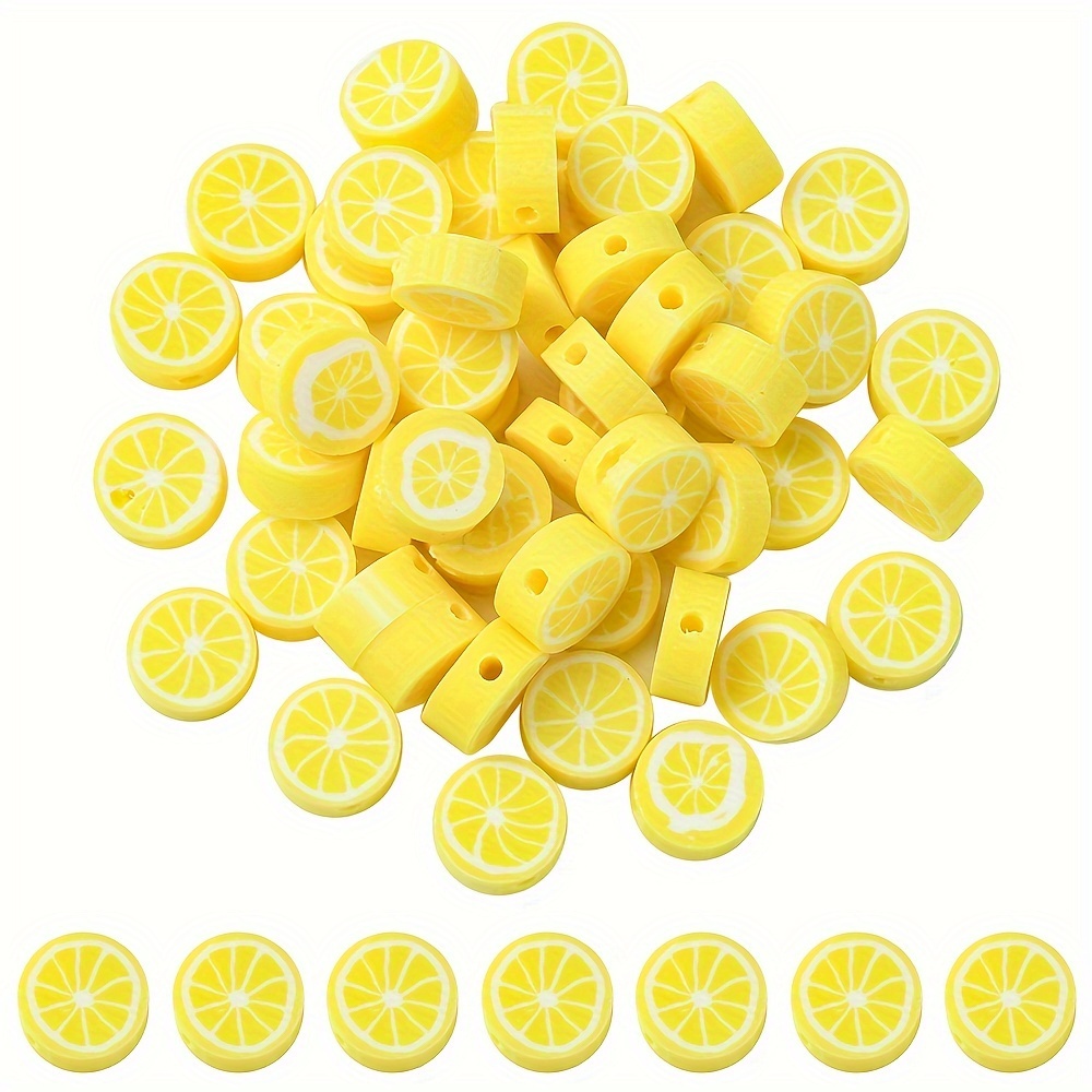 

50pcs Lemon Polymer Clay Beads For Jewelry Making Diy Creative Bracelet Necklace Key Bag Phone Chain Handmade Beaded Craft Supplies