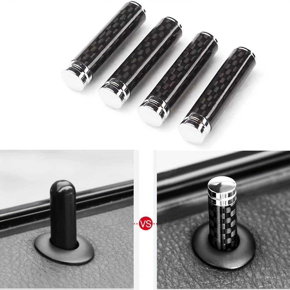 Lot de 4 boutons de verrouillage de porte de voiture en fibre de carbone -  Accessoires de décoration universels pour SUV, camion, van - Noir