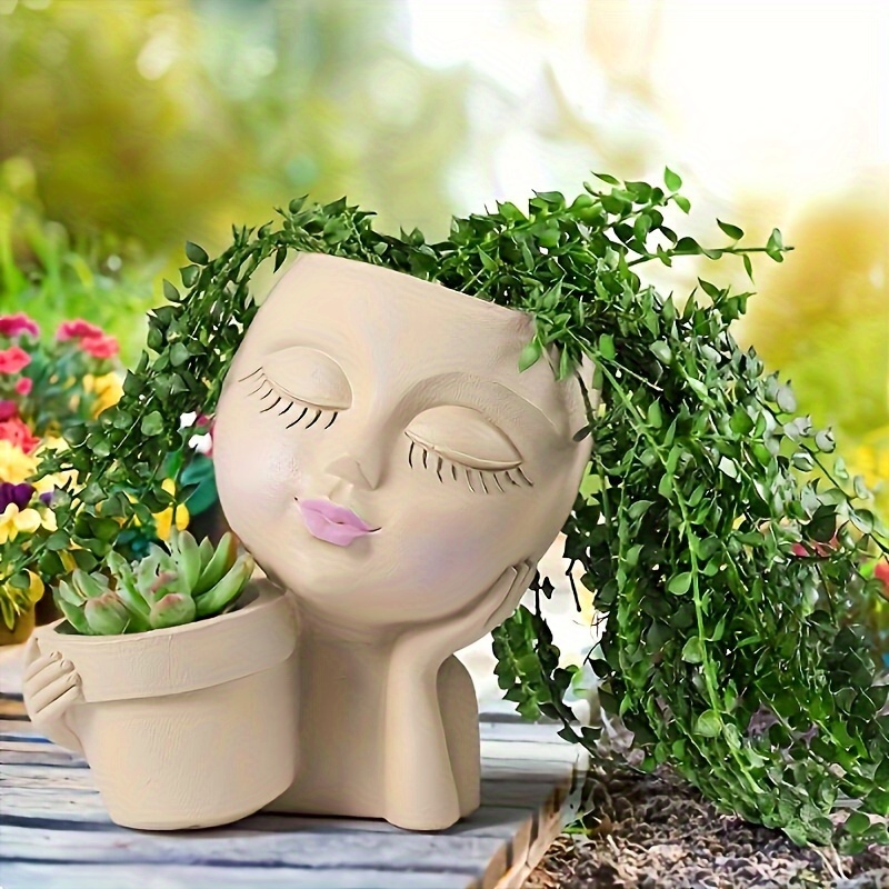 2 Pots de fleurs avec visage - Pots de fleurs uniques pour l