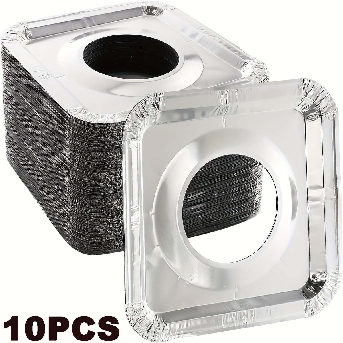10 Pcs Liners Stove Covers Aluminum Foil Round Square Gas Burner Disposable  Bib