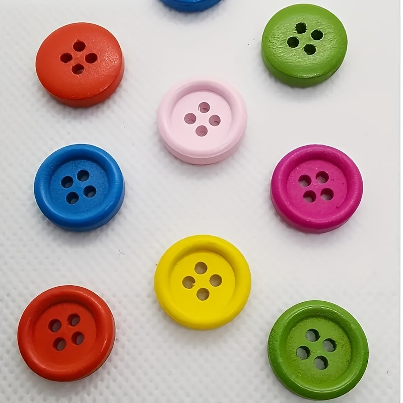 Mix Color Wooden Button 4holes Diy Craft Buttons Diy - Temu