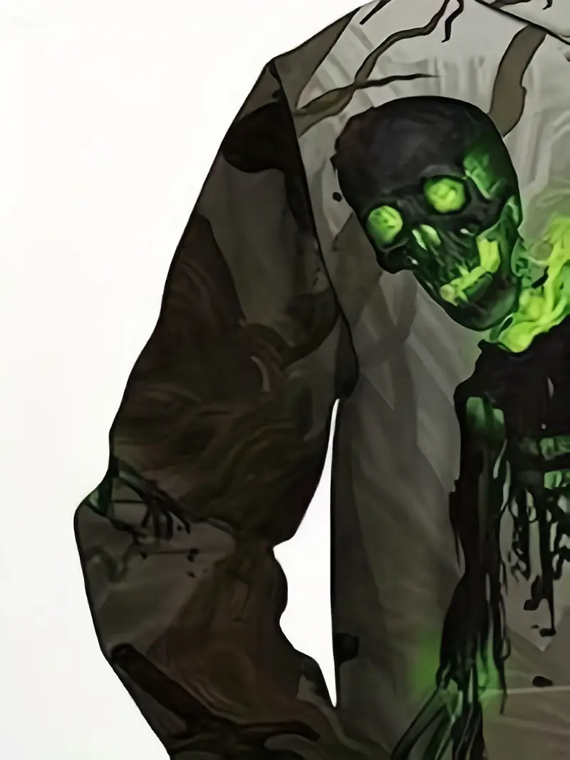 mens neon green skeleton graphic hoodie casual polyester Temu