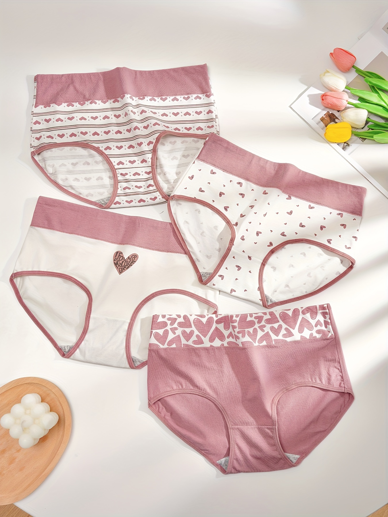 Heart Print Briefs Comfy Breathable Stretchy Intimates - Temu