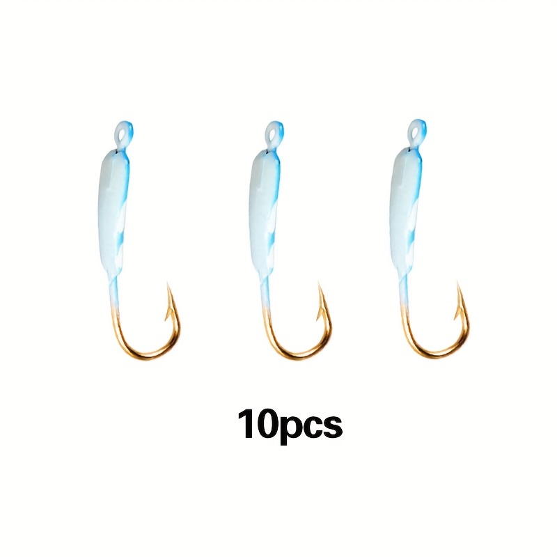 * 10pcs/20pcs Glow Ice Fishing Rigs, Winter Artificial Colorful Lead Head  Bait Hooks, Fishing Accessories