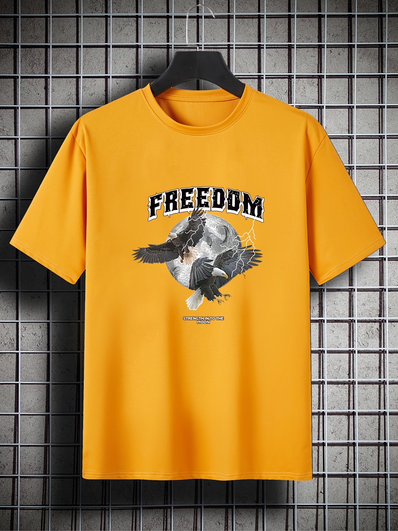 2023 Men's Trendy Plus Size T-shirt 'freedom' Eagles Pattern Plain Color  Crew Neck Tops For Spring Summer Breathable Oversized Casual Short Sleeve  Clothing For Big And Tall Guys - Temu