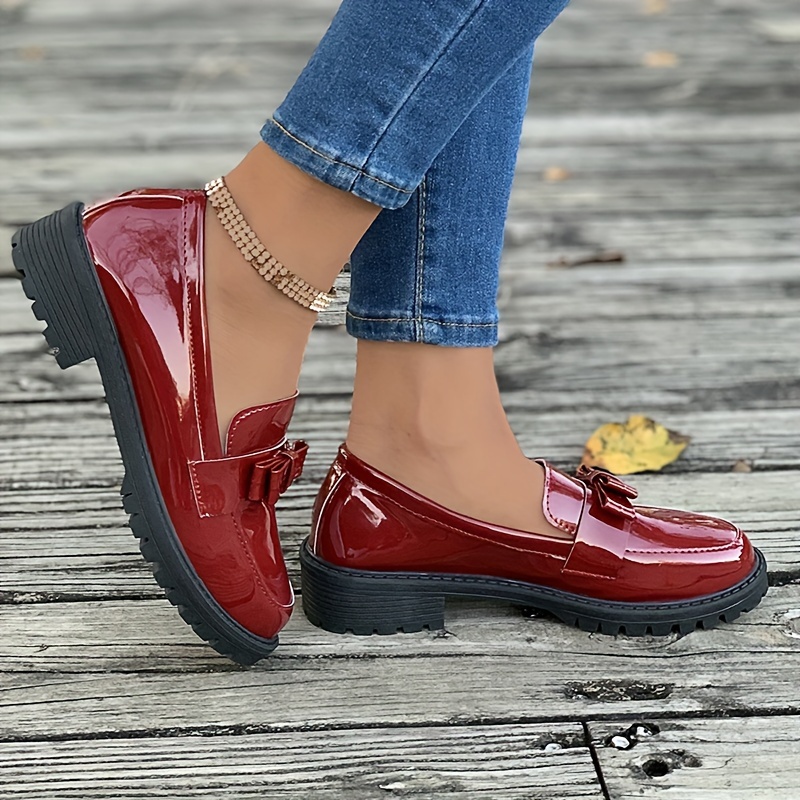 Red patent leather sales loafers womens