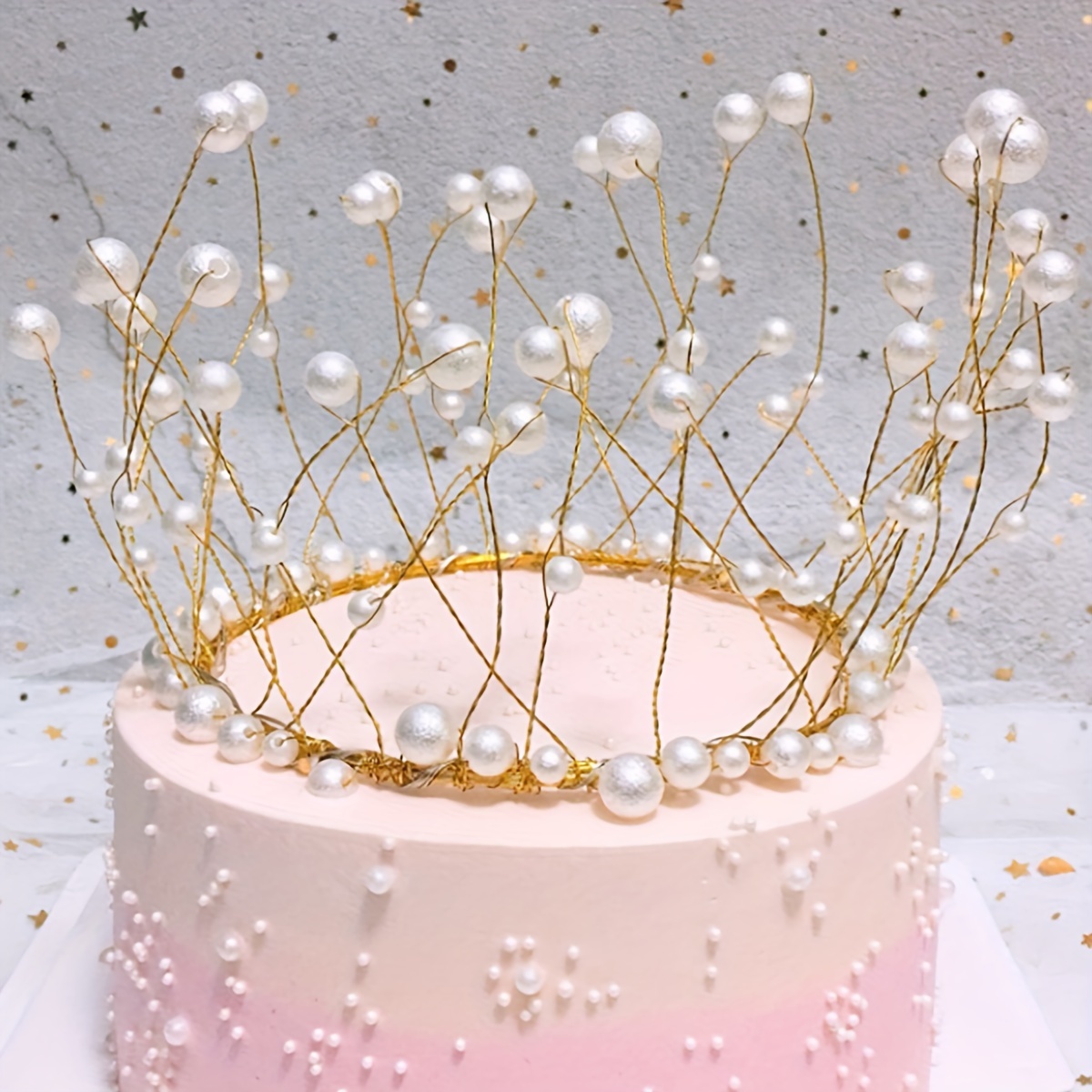 Ornement de décoration de gâteau de style couronne de perles pour