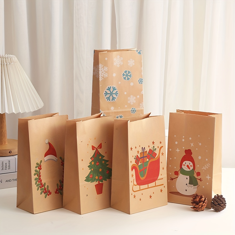 Craft Paper Candy Cookie Bag Santa Claus Snowman Christmas Gift ...