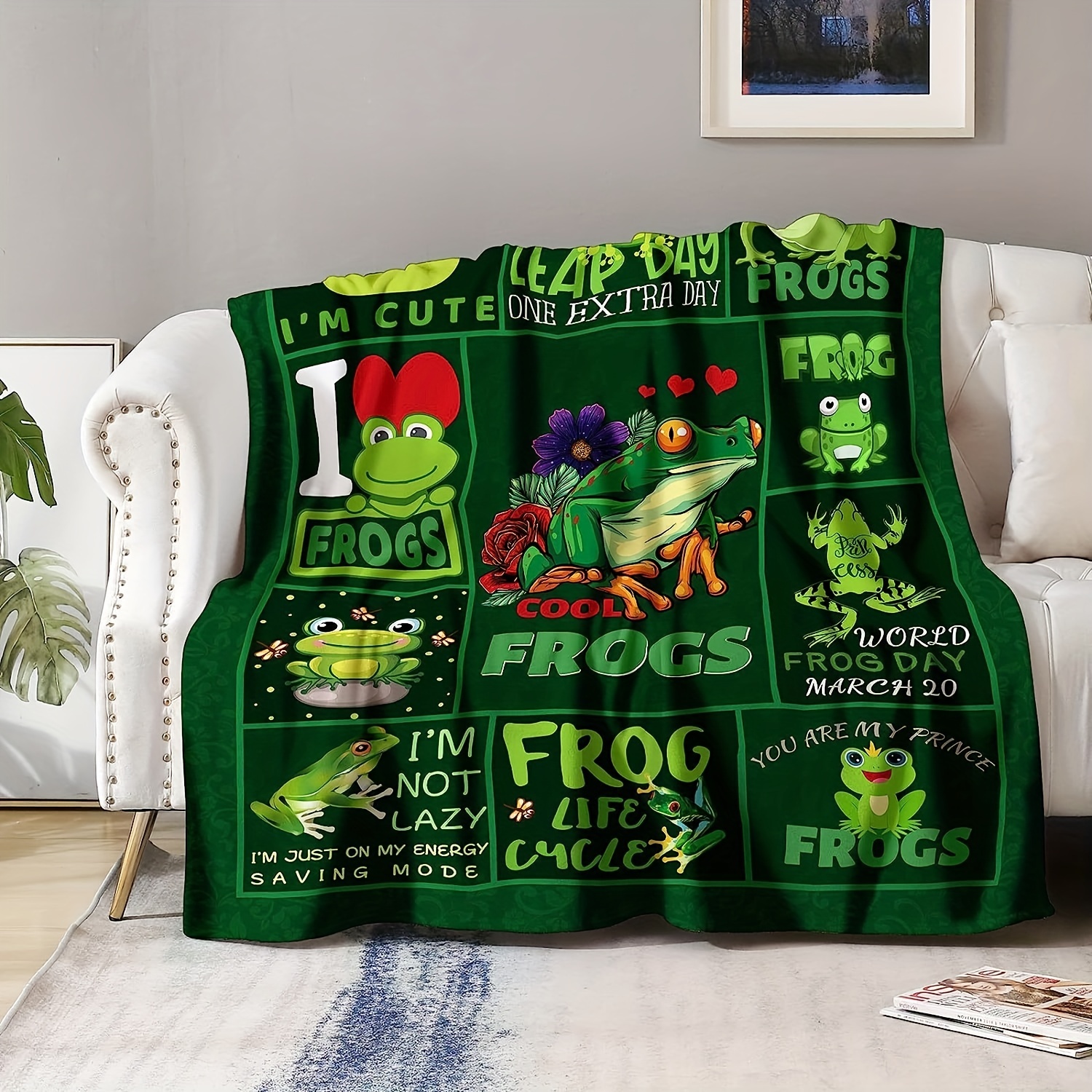 1pc Frog Blanket Gifts, Cute Frogs Stuff Decor Throw For Frog Lovers, Soft  Cozy Couch Bedroom Animal Birthday Gifts For Adults Teen Boys Girls