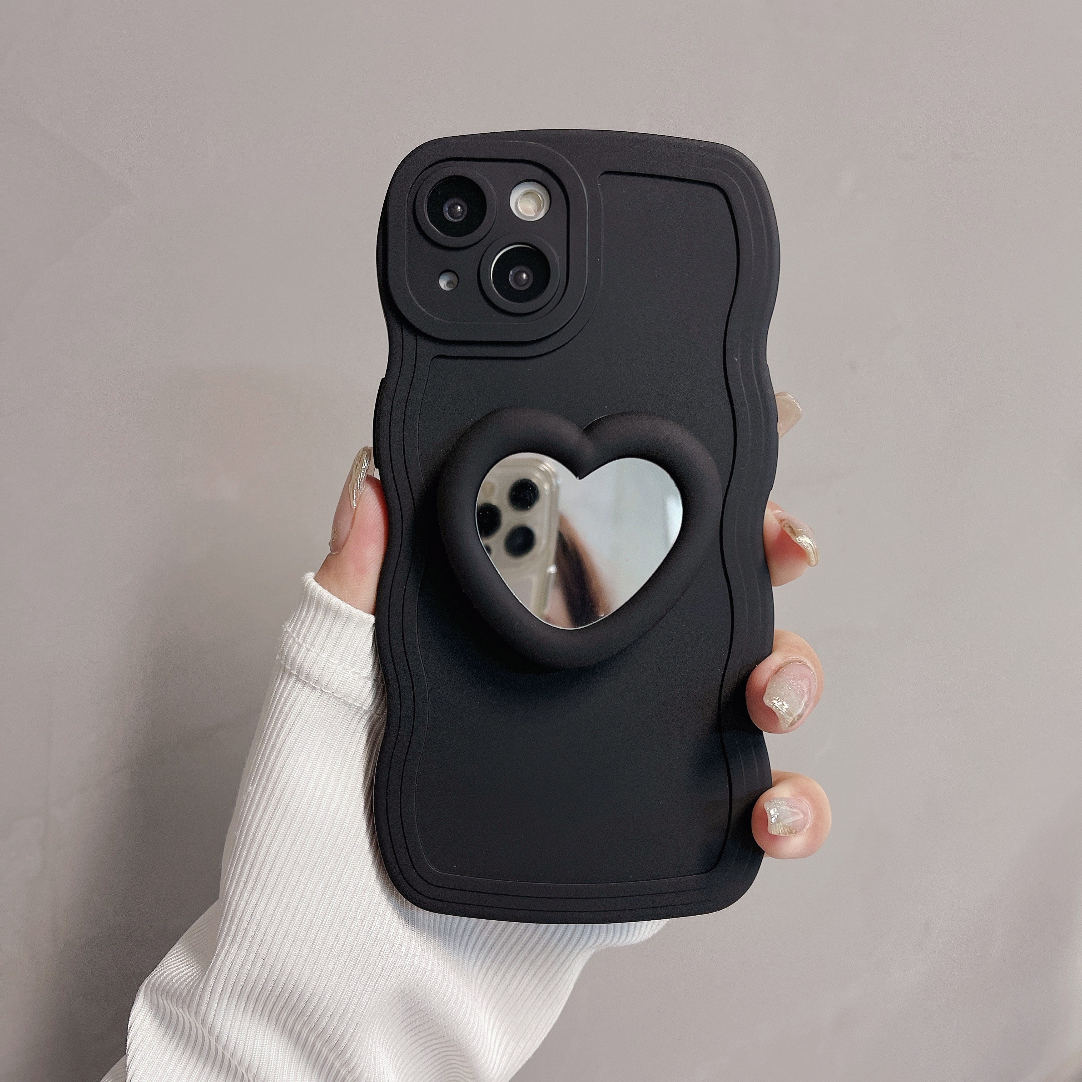Aesthetic Black Heart Phone Case With Wrist Strap for iPhone 15 Pro Max 14  Pro 13 12 11 Cute iPhone 14 13 12 11 X XR XS Max X 7 8 Plus Case 