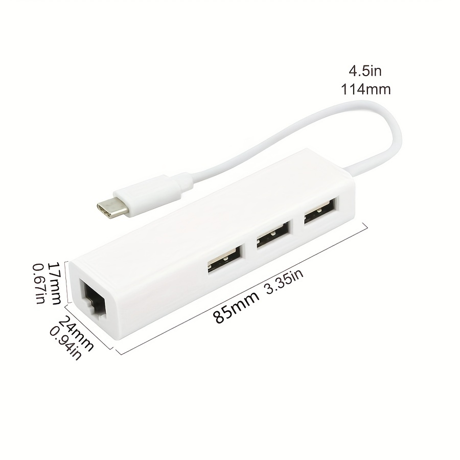Adaptateur USB C vers Ethernet, RJ45 vers USB C Compatible avec 3 / type-c  Gigabit Ethernet LAN Adaptateur réseau compatible avec Pro