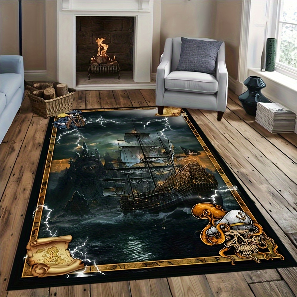 Horror Pirate Ship Pattern Floor Mat Soft Non slip - Temu