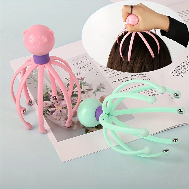 18 Roller Octopus Mini Head Scalp Massager For Headache Relief,scalp Stress  Relax, Balls Prongs Head Massager Scratcher Deep Relaxation, Hair Stimulat