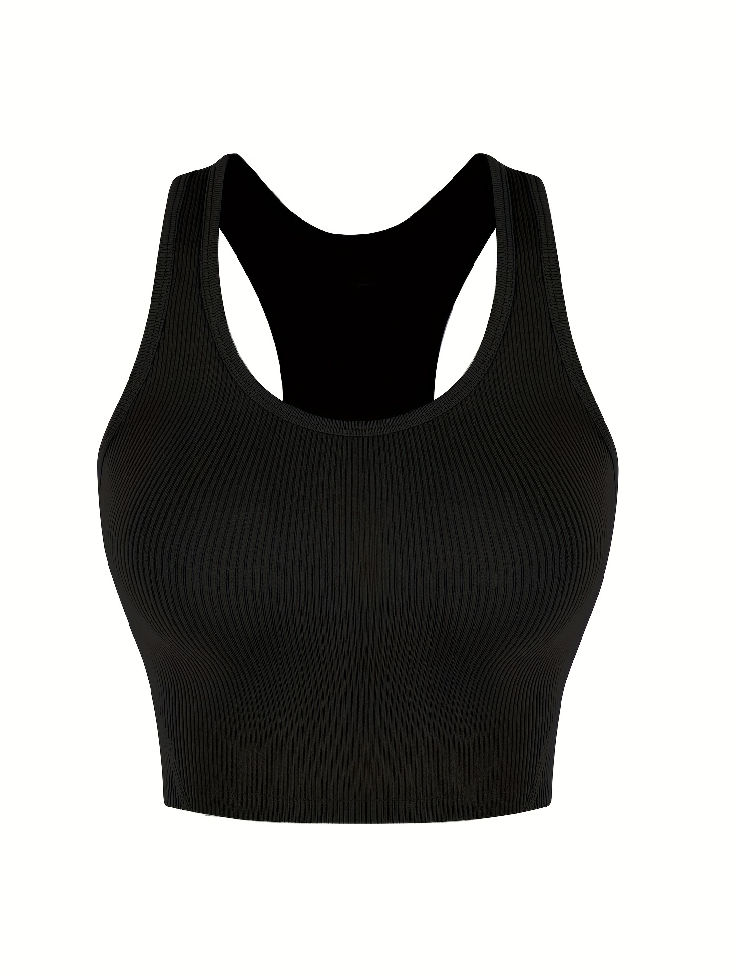 Buy ATTRACO Women Ribbed Workout Crop Tops with Built in Bra Yoga Racerback Tank  Top Tight Fit, Black, 6 at
