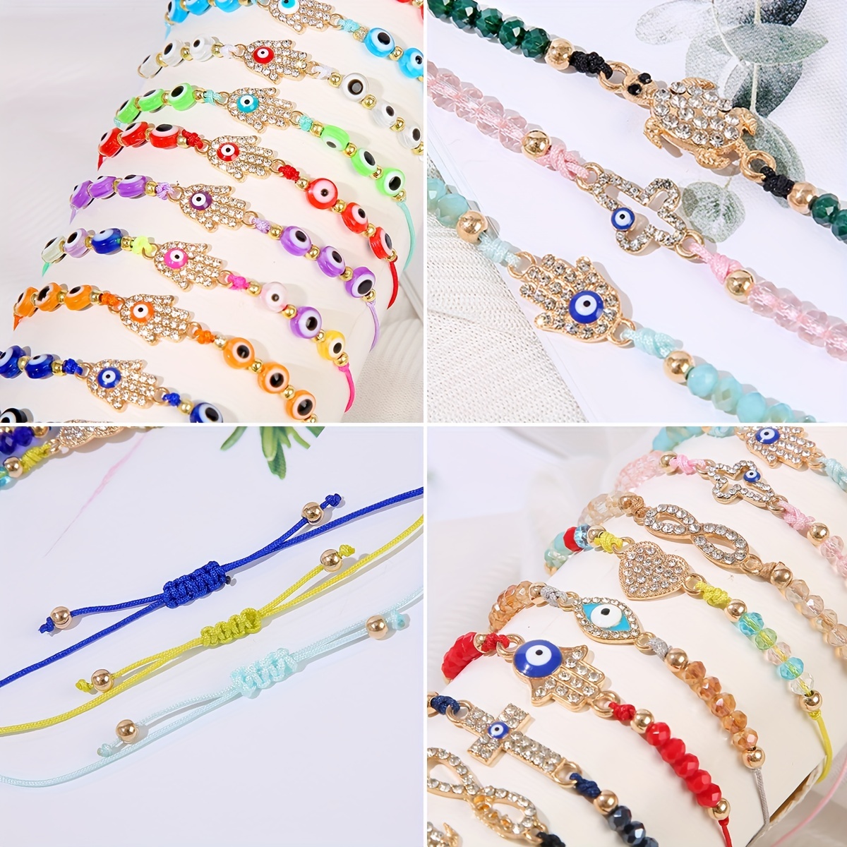 24 Pcs Evil Eye Bracelets Mexican Bracelets Bracelet Set Protection  Bracelets Gold Evil Eye Anklets Jewelry Gift for Women Girls Boys 