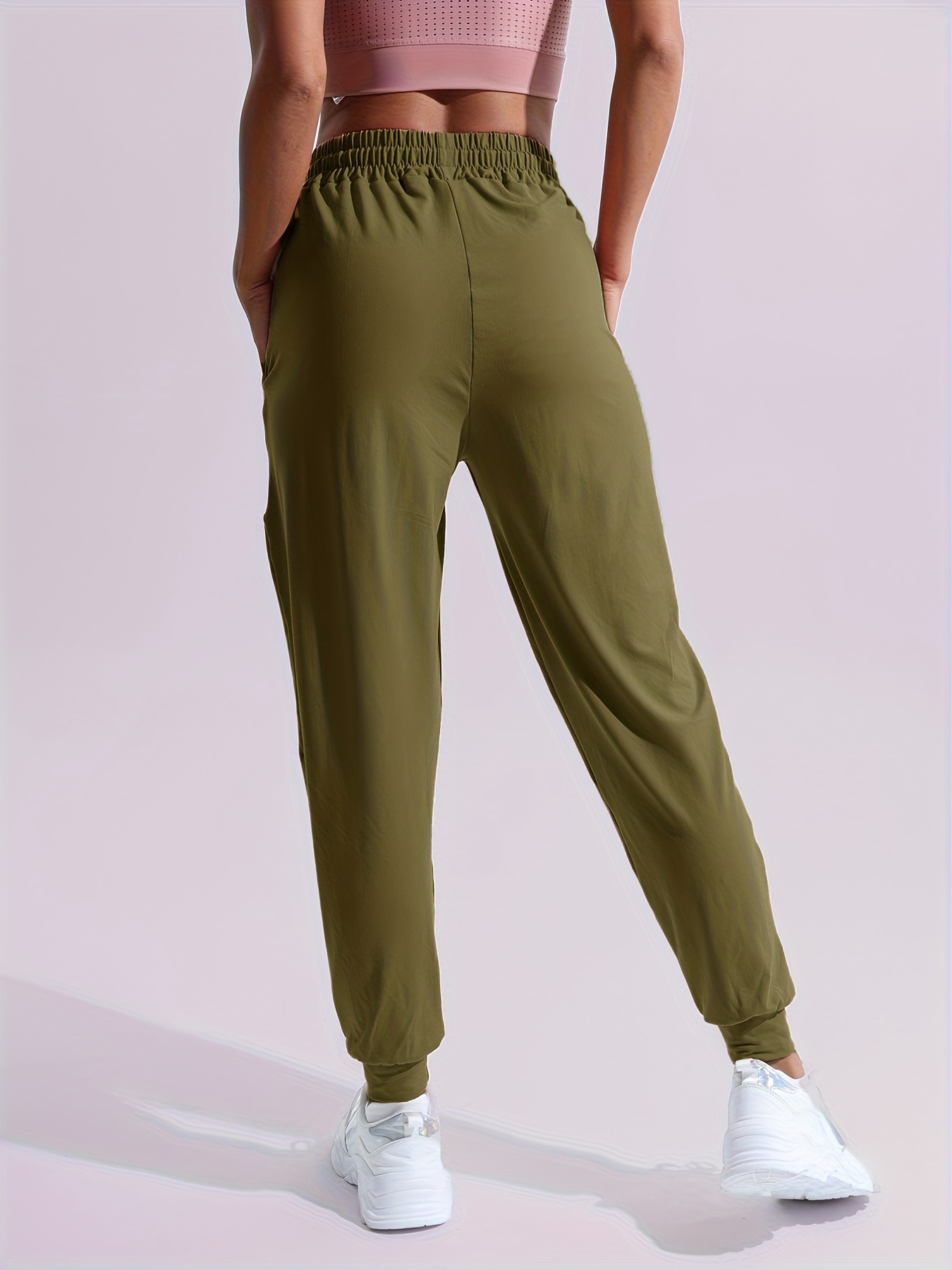 Casual Solid Ruched Pants, Casual High Waist Elastic Baggy Pants With  Pockets, Women's Clothing