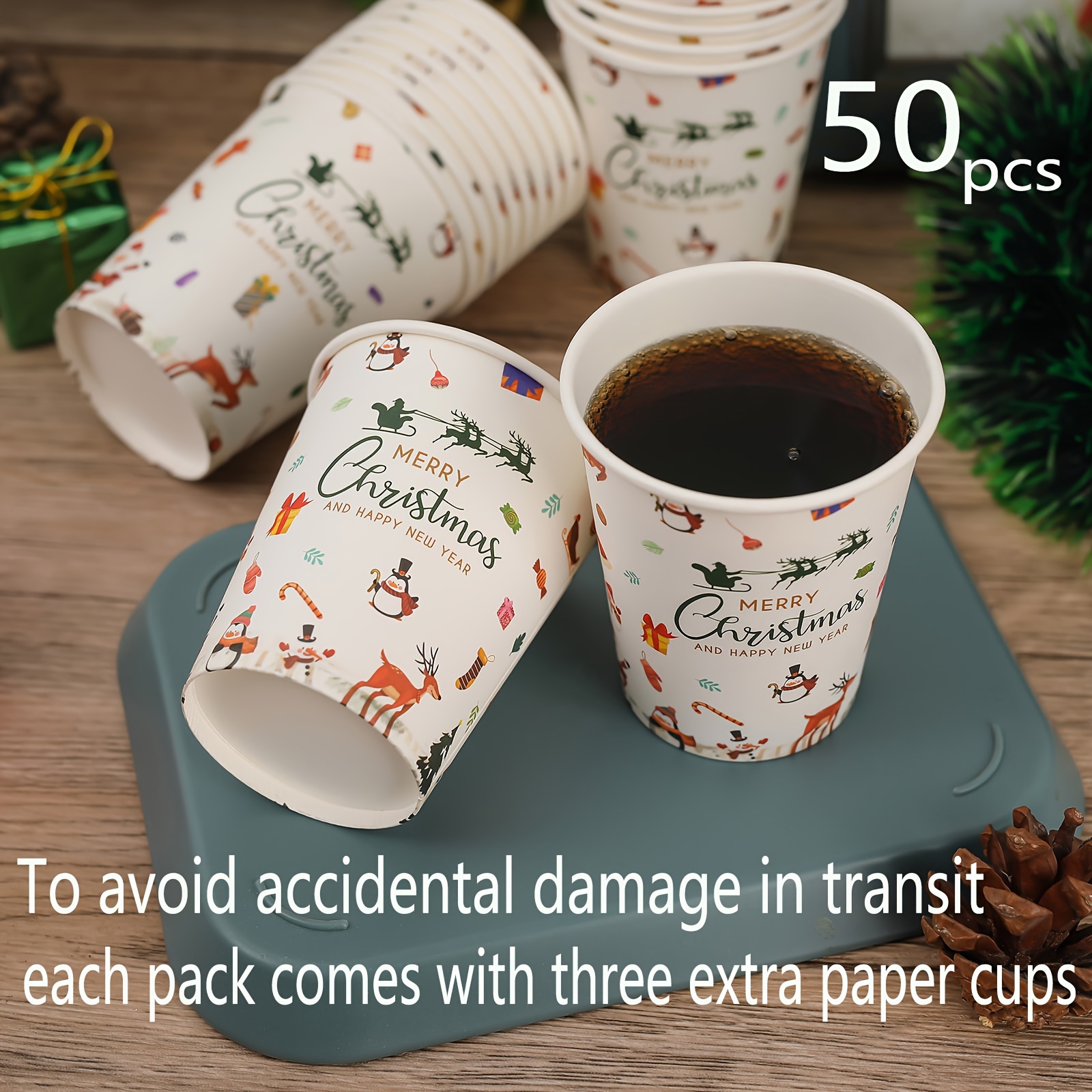 Christmas Disposable Paper Cups Red Green Coffee Tea Cups - Temu