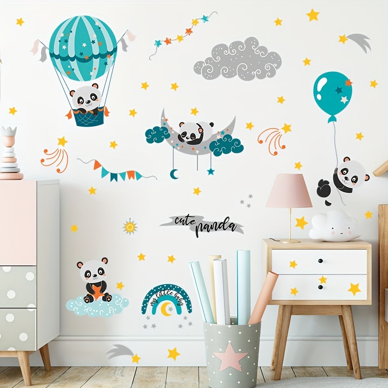 1pc Cartoon Panda Pattern Wall Sticker Vinyl, Self Adhesive Removable Wall  Decal, Cute Wall Stickers Decal Wallpaper For Kids Home Living Room Bedroom