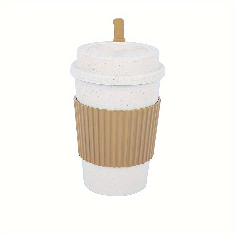 Reusable Coffee Cups with Lids, Natural Fiber Coffee Mug and