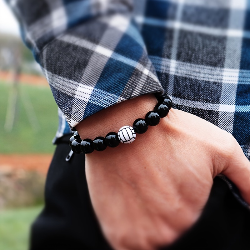 Matte Gym Dumbbell Bracelet With Beads | Classy Men Collection
