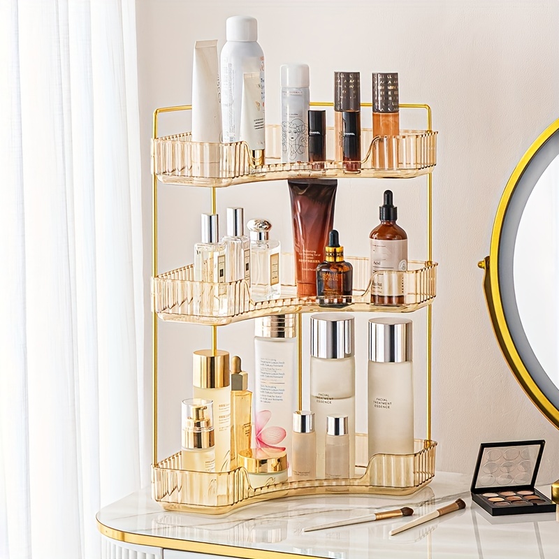 2-Tier Amber & Clear Acrylic Bathroom Storage Rack Makeup Cosmetic Organizer